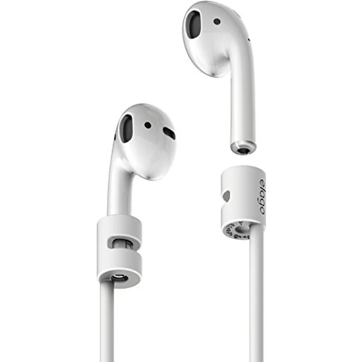 elago AirPods Halteband Strap Kompatibel mit Apple AirPods 1 und 2 - Aus geschmeidigem Silikon, 45cm, Perfekt für Sport, Freizeit und Outdoor Aktivitäten (Weiß)