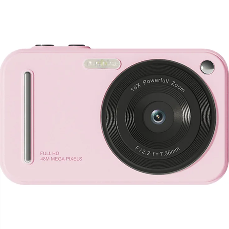 KKmoon 1080P Digitalkamera, Digitale Videokamera mit 48 MP, 2,4-Zoll-IPS-Bildschirm, Autofokus, 16-facher Digitalzoom, integrierter Blitz, wiederaufladbarer Akku, in Weiß/Beige/Rosa/Gruen/Schwarz, ideales Geschenk für Kinder und Teenager