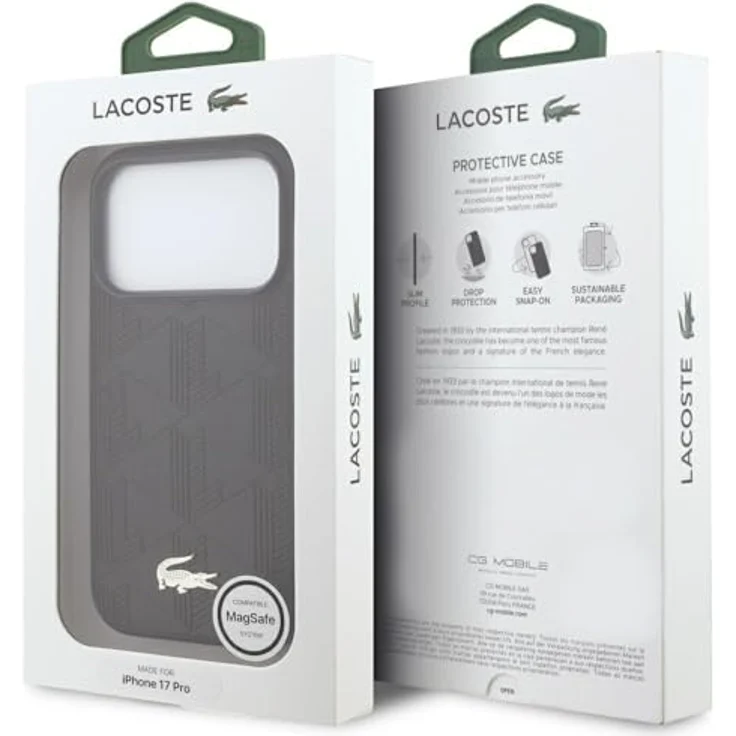 Lacoste Hardcase Monogramme Gold Logo MagSafe (LCHMP17LPNOK), PU-Leder Smartphone Hülle für iPhone 17 Pro, Schwarz mit exklusivem Design und Kratzschutz – Bild 8