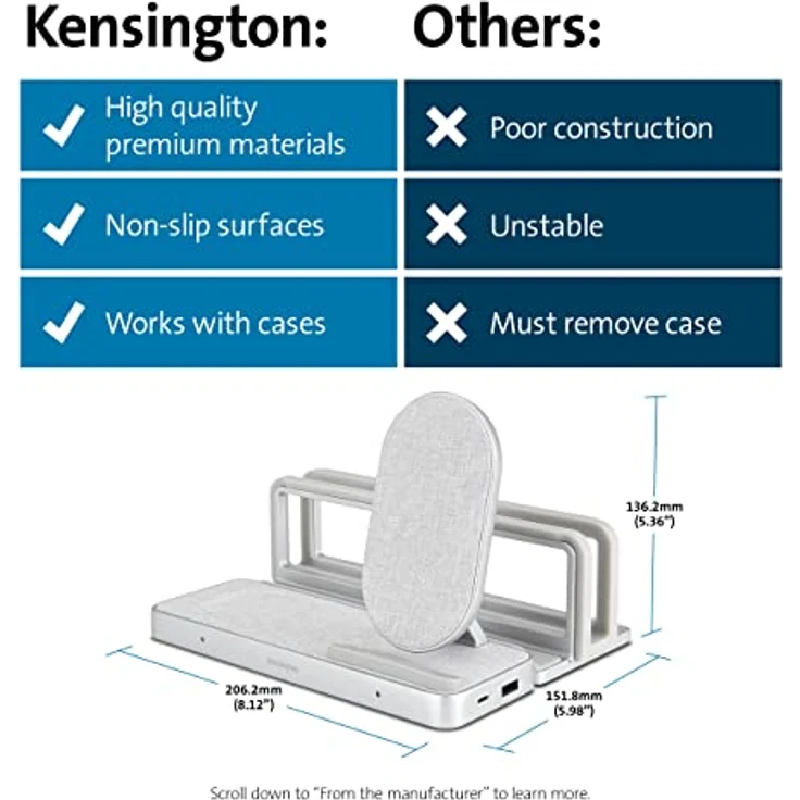 Kensington K59090WW StudioCaddy mit drahtlosem Qi-Ladegerät für Apple-Geräte, kabelloses Ladegerät für Smartphone/iPad/MacBook/Watch und MacBook-Ständer – Bild 3