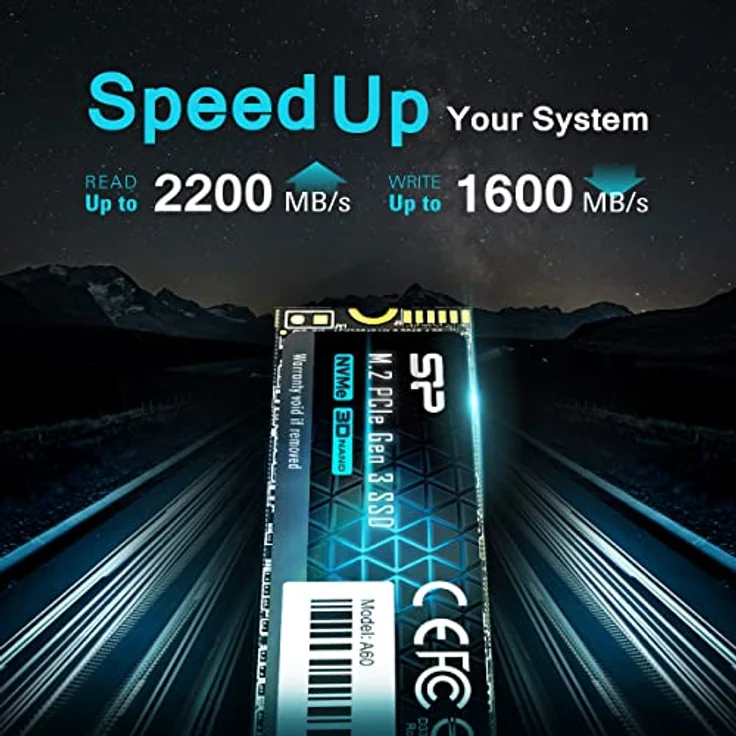 SP Silicon Power PCIe Gen 3x4 & A55 PCIe A60 2 TB SSD-Festplatte, bis zu 2.200 MB/s Lesegeschwindigkeit, 1.600 MB/s Schreibgeschwindigkeit – Bild 2