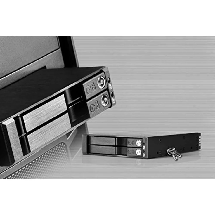 SilverStone SST-FS202B - trägerloser 3,5''Aluminium Hot Swap-Festplatten-Wechselrahmen für 2 x 2,5'' SAS-SATA-HDDs oder SSDs mit Metallschloss an jeder Einschubtür und Statusanzeige-LEDs, schwarz – Bild 20