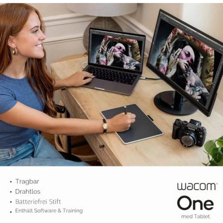 Wacom ONE PEN TABLET MEDIUM - S, Stifttablett mit Bluetooth für kabelloses Arbeiten, 350 g, schwarz – Bild 3