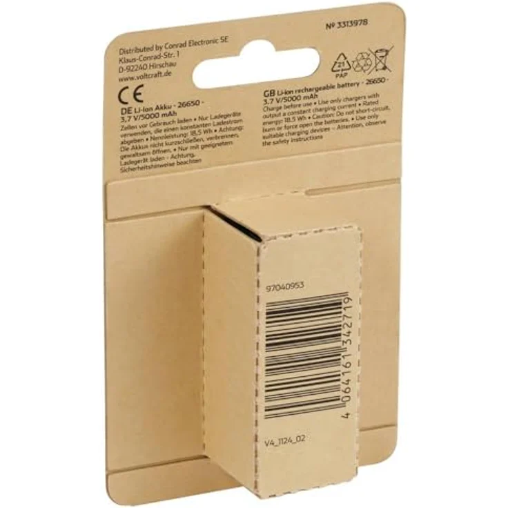 VOLTCRAFT VC-26650 Spezial-Akku, Lithium Flat-Top 3.7 V, 5000 mAh – Bild 3