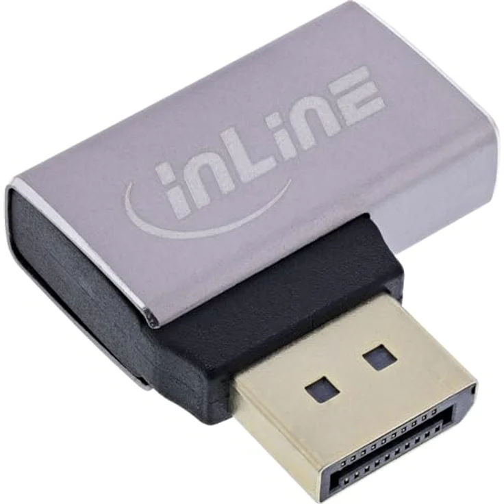 InLine DisplayPort 1.4 Adapter 90° Links gewinkelt, DP Stecker zu Buchse, 8K-kompatibel, vergoldete Kontakte, 17291E – Bild 2