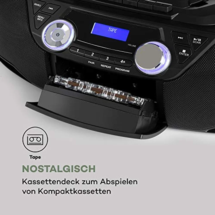 Roadie 2K Boombox CD-Player Kassettenradio DAB-DAB+ UKW Bluetooth schwarz – Bild 8