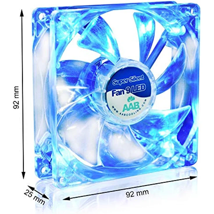 AAB Cooling Super Silent Fan 9 Blue LED - 92mm leise und effizient Gehäuselüfter mit 4 Anti-Vibrations-Pads und blauer LED – Bild 5