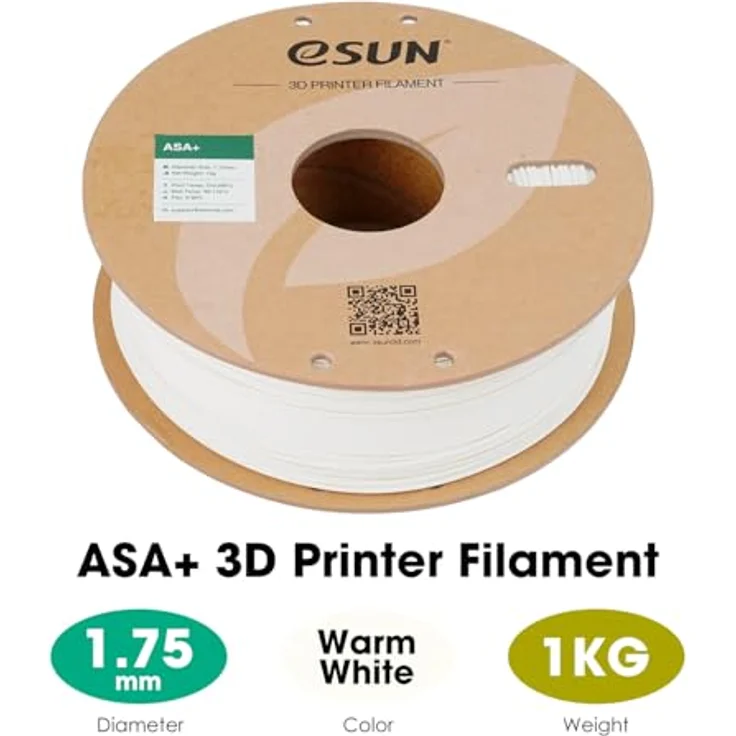 eSUN ASA+ Filament 1.75mm, Wetterbeständiges 3D Drucker Filament mit hoher Zwischenschichtfestigkeit, 1KG Spule, Warmes Weiß – Bild 2