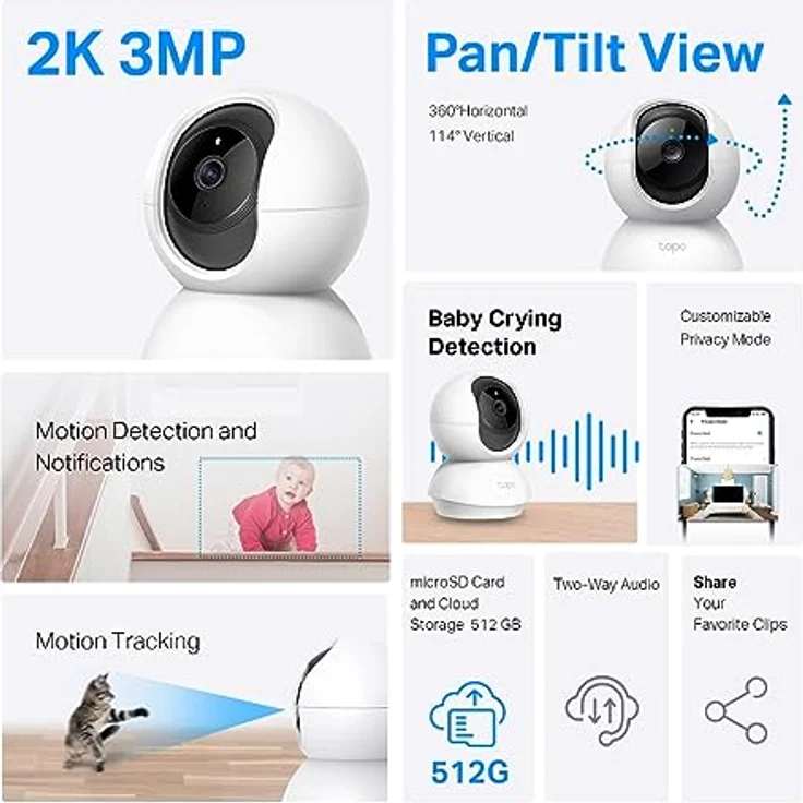 TP-Link Tapo TC71 Schwenk-/Neige-Wi-Fi-Kamera – Bild 2