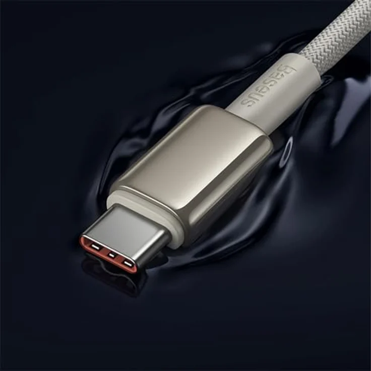 Baseus Tungsten Gold USB-C Ladekabel, 100 W, 1 m, hohe Datenübertragungsgeschwindigkeit bis 480 Mbit/s, gold – Bild 6
