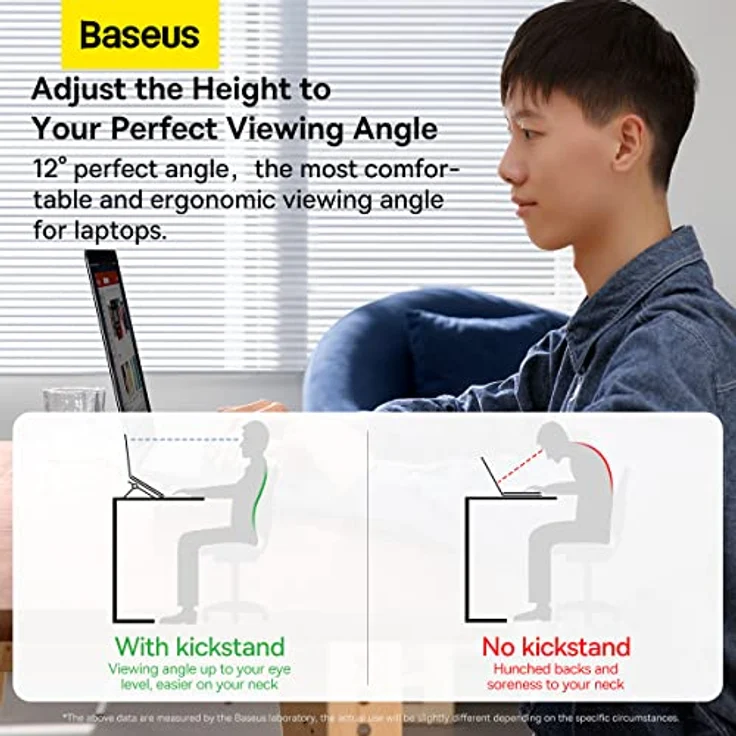 Baseus Laptop-Ständer, verstellbarer Ergonomischer Tischständer für MacBook Pro/Air, 10-17 Zoll, Grau, mit guter Wärmeableitung und tragbarem Design – Bild 5