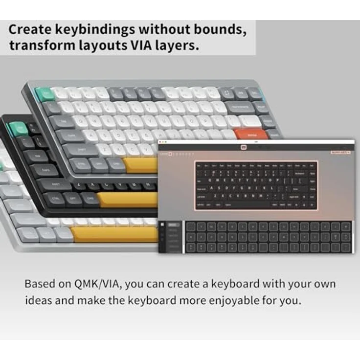 nuphy Air75 V2 Kabellose mechanische Tastatur, 84 Tasten RGB Hot-Swap, unterstützt Bluetooth 5.1, 2.4G, kabelgebundene Verbindung - Schwarz Gateron Moss Switch – Bild 5