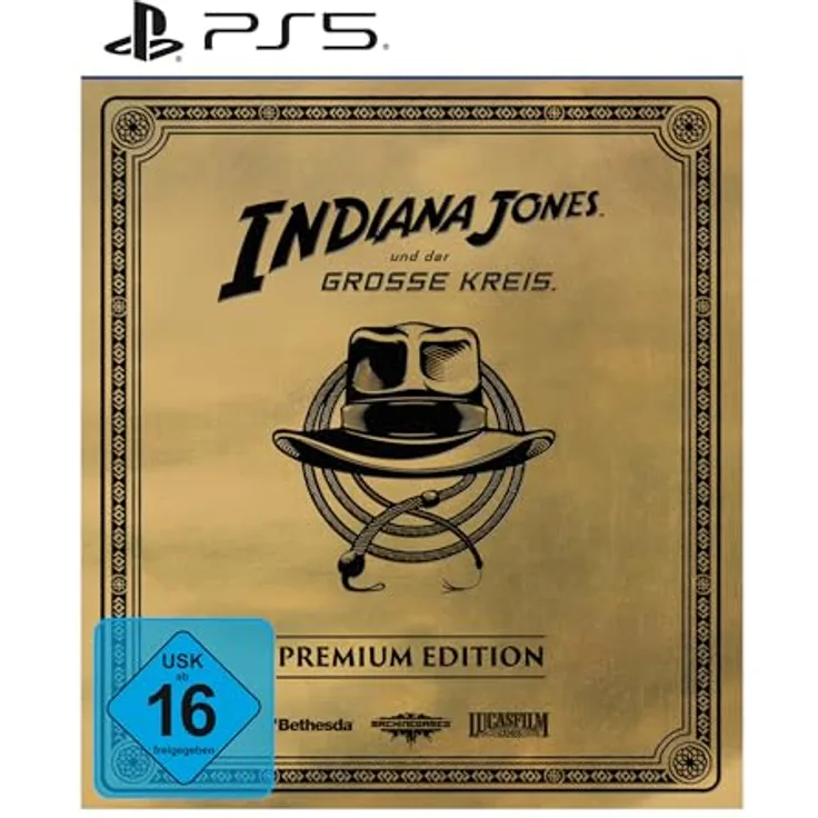 Xbox Indiana Jones und der Große Kreis: Premium Edition - PlayStation 5, First-Person-Einzelspieler-Abenteuer, inkl. Story-DLC und digitalem Artbook, Tempel des Todes-Outfit, PS5-Games