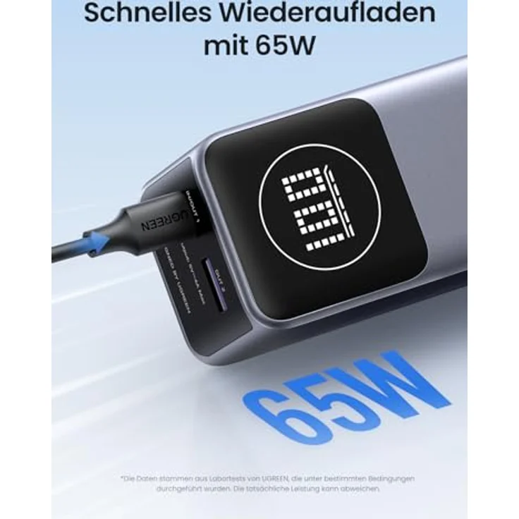 UGREEN Nexode Power Bank 12000mAh 100W Powerbank mit digitalem Display, USB C PD 3.0, kompatibel mit iPhone 15/14 Pro Max, Galaxy S24 Ultra, iPad - Leichtgewichtig und Hochgeschwindigkeiten Aufladen – Bild 3