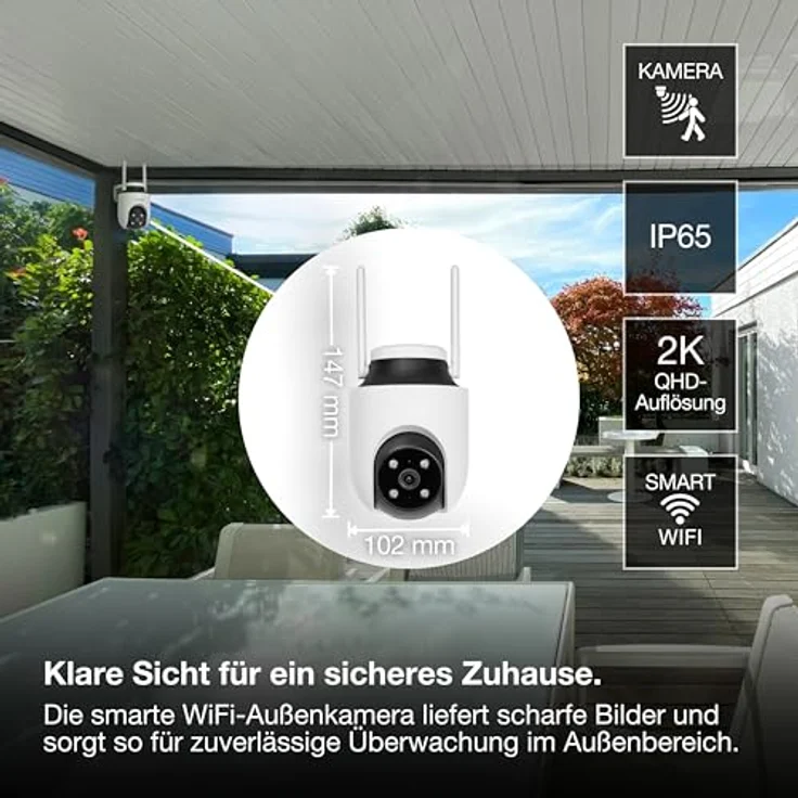 OSRAM SMART+ WIFI OUTD CAMERA 360, Überwachungskamera mit Schwenk- und Neigefunktion, intelligenter Bewegungserkennung, weiß – Bild 2