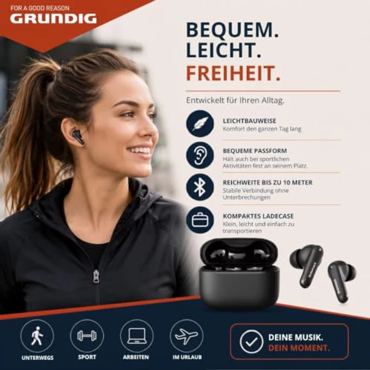 Grundig Kabellose Ohrhörer, True Wireless Stereo Earbuds mit 15 Stunden Spielzeit, In-Ear-Kopfhörer – Bild 5