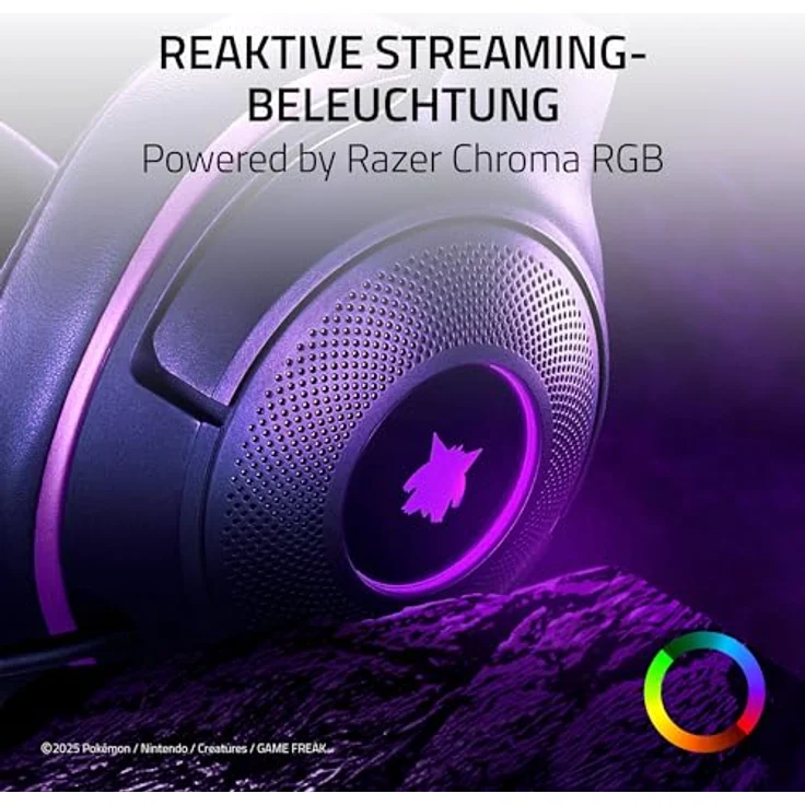 Razer Kraken Kitty V2 – Gengar Edition, USB-Headset mit Gengar-Stacheln, streamreaktiver Beleuchtung, HyperClear-Kardioidenmikrofon, Triforce 40-mm-Treibern und 7.1 Surround Sound, Violett – Bild 3