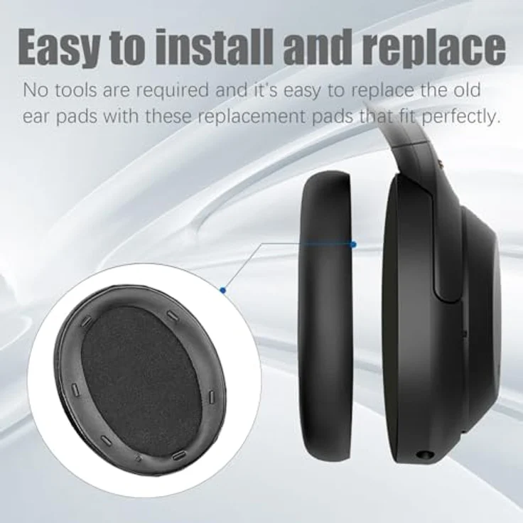 INF Ohrpolster für Sony WH-XB910N, Ersatz Ear Pads aus Kunstleder mit Schaumstofffüllung, 1 Paar, Einfache Montage – Bild 3