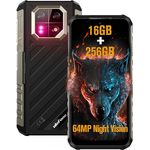 Ulefone Armor 22 Outdoor Handy Ohne Vertrag(2023),16GB+256GB/SD-512GB Android 13, 64MP+64MP Nachtsicht, 6600mAh 6.58" FHD+ 120Hz, Outdoor Smartphone Ohne Vertrag 4G Dual SIM/NFC/Face ID/IP68, Schwarz