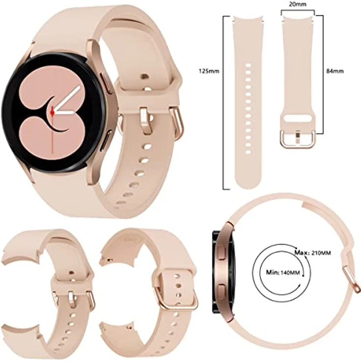 Wigento Smartwatch-Armband Für Samsung Galaxy Watch FE 6 5 4 Normal Pro Classic Kunststoff Band, Rosa  – Bild 3