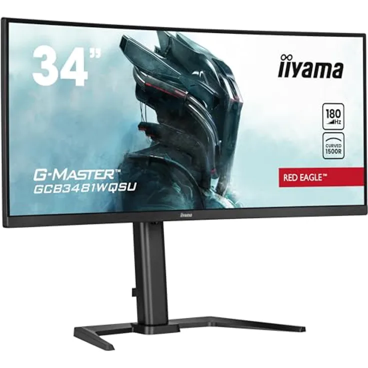 iiyama G-Master Red Eagle GCB3481WQSU-B1 Curved 1500R 86,4cm 34“ VA LED Gaming Monitor UWQHD HDMI DP USB3.2 0.3ms 180Hz HDR400 Adaptive Sync Höhenverstellung schwarz