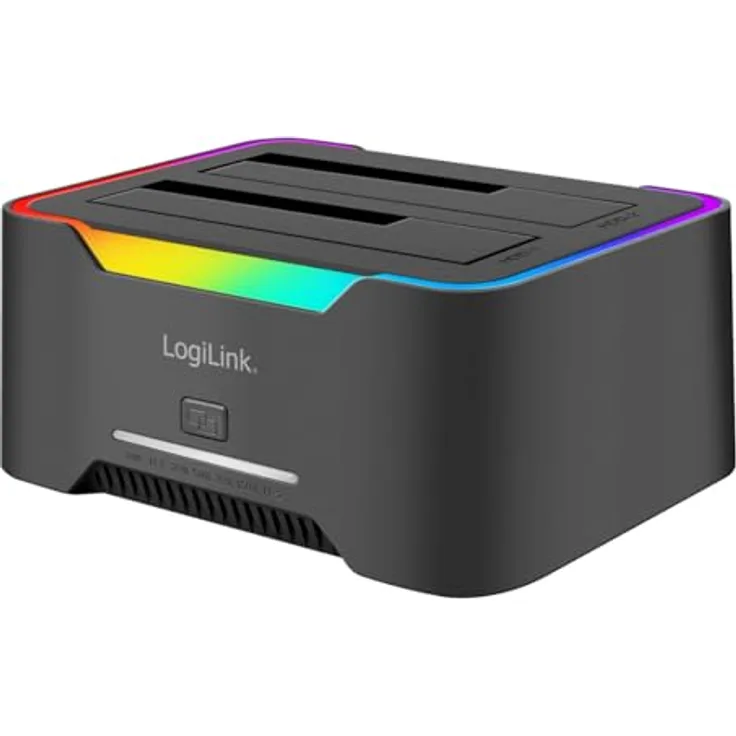 LogiLink 2-Port Dual-Dockingstation, USB-C 3.2 Gen1 für 2.5" & 3.5" Festplatten, Offline-Clonefunktion, 5 GBit/s Datenübertragung, geeignet für bis zu 10 TB pro Slot