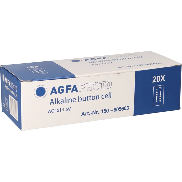 AGFAPHOTO LR44 V13GA 1,5V Alkaline-Knopfzellen, 200 Stück in 20x 10er Blister, zuverlässige Energiequelle für Uhren, Spielzeug und mehr