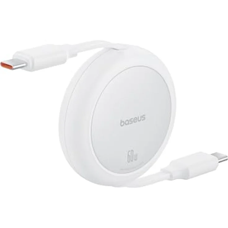 Baseus Free2Pull Mini USB-C zu USB-C Kabel, 1 m, 60W, 0,48 Gbit/s, weiß – Bild 3