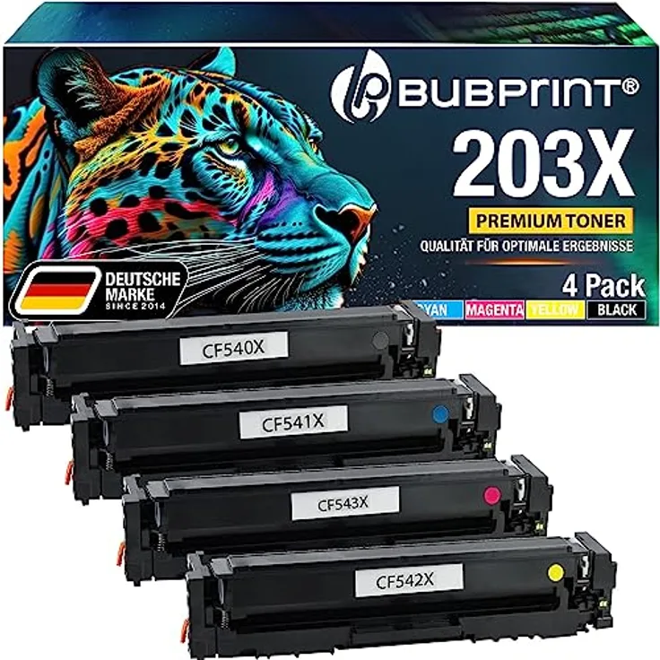 Bubprint 4 Toner kompatibel mit HP 203X 203A, Schwarz, hohe Druckleistung bis zu 3.200 Seiten pro Kartusche