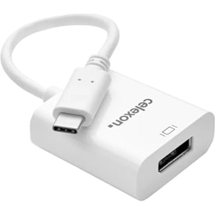celexon USB-C zu DisplayPort Adapter, unidirektional, 4K Auflösung bei 60 Hz, weiß