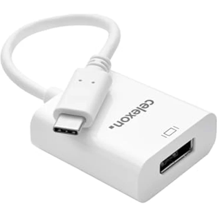 celexon USB-C zu DisplayPort Adapter, unidirektional, 4K Auflösung bei 60 Hz, weiß – Bild 1