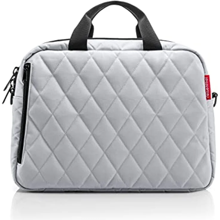 reisenthel Notebook Bag Rhombus Light Grey, funktionelle Businesstasche mit 14'' gepolstertem Laptopfach, wasserabweisend aus recyceltem Polyester – Bild 1
