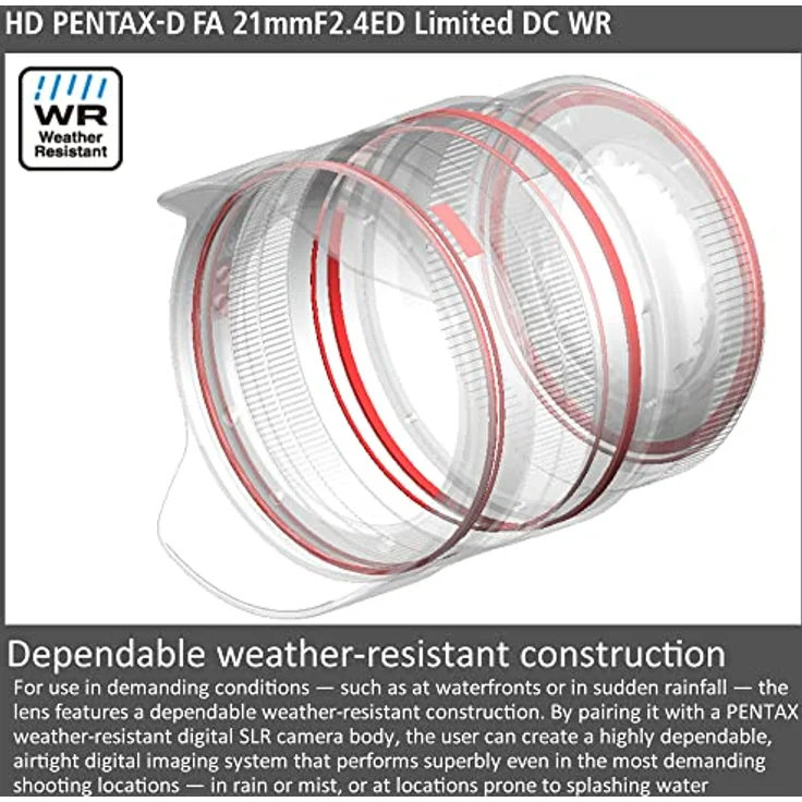 HD 28040 PENTAX-D FA 21mmF2.4ED Limited DC WR in Schwarz Ultra-Weitwinkel-Objektiv mit,Festbrennweite [Zur Verwendung Verwendung mit 35 mm Vollformat-DSLR-Kameras] – Bild 5