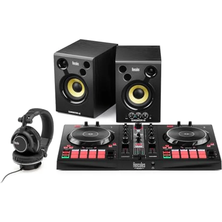 Hercules DJ Essentials Kit – All-In-One-Set zum Erlernen des DJings – Inklusive Software und Tutorials, Schwarz – Bild 1