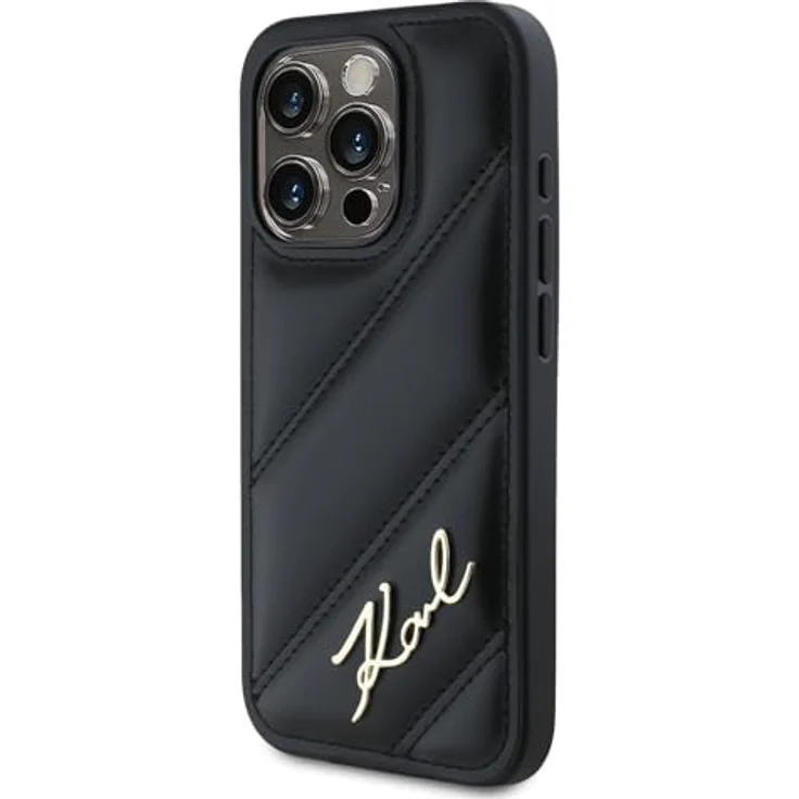 CG MOBILE Karl Lagerfeld KLHCP15XPQDSMGK Hülle für iPhone 15 Pro Max 6.7", Schwarz, Hartschalenkoffer mit diagonal gestepptem Skript aus TPU/PC/Kunstleder – Bild 2