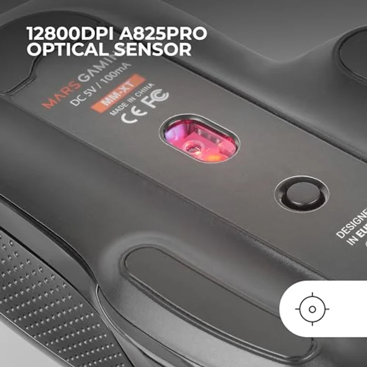 Mars Gaming MMXT RGB-Gaming-Maus mit Daumenauflage, 12800DPI Optischer Sensor, 9 Konfigurierbare Tasten, Huano Switches, Software-Steuerung, Schwarz – Bild 3