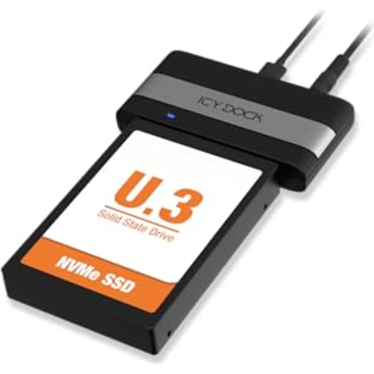 ICY DOCK EZ-Adapter Ex MB307U-1VB, 1x U.2/U.3 NVMe SSD zu USB 4 Gen3x2 Adapter, 40Gbps, kompatibel mit Thunderbolt 4, Aluminiumgehäuse, 15 mm SSD Unterstützung – Bild 1
