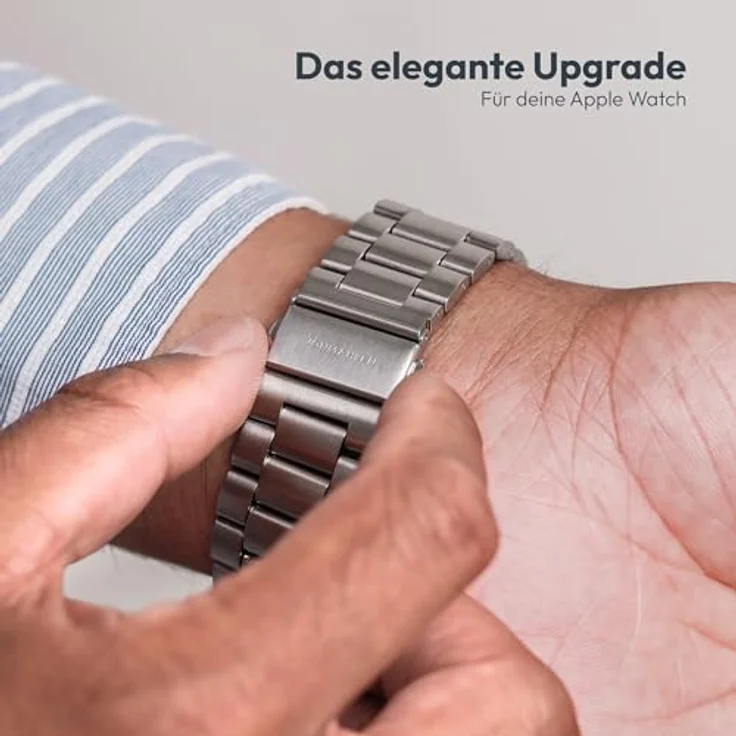 VONMÄHLEN Link Bracelet, Edelstahlarmband für Apple Watch, Titan Grad 2, Silber, 40 | 41 | 42mm, elegantes Five-Link Design, leicht anpassbar – Bild 5