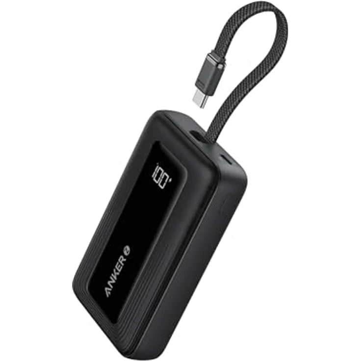 Anker Powerbank 10.000mAh, Zolo Power Bank 30W mit bi-direktionalem Schnellladen, integriertem USB-C Kabel, für iPhone 16/15 Modelle, MacBook, Galaxy, iPad, und mehr – Bild 1