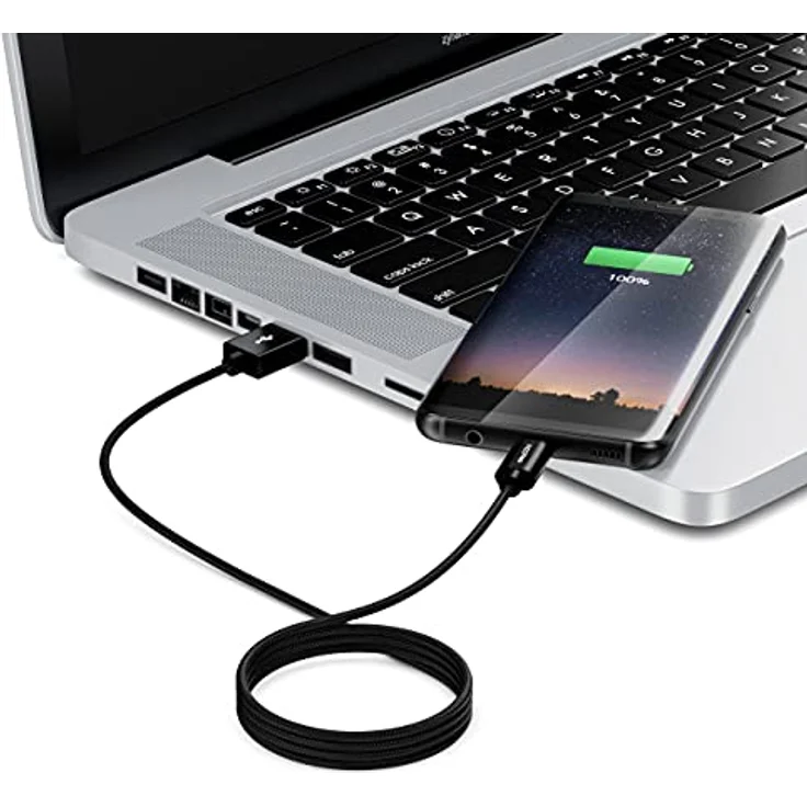 deleyCON 0,5m Micro USB Kabel Nylon Ladekabel - Schwarz, USB 2.0 Hi-Speed, kompatibel mit Smartphones und Tablets, hohe Datenübertragungsrate von 480 Mbit/s – Bild 4