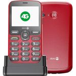 Doro Téléphone portable basique 1880 4G Micro SIM Rouge - Einfaches 4G-Handy mit sprachgesteuerten Zifferntasten