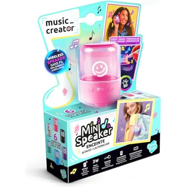 Canal Toys Music Creator Mini Speaker, kabelloser Bluetooth-Lautsprecher mit Farbwechsel LED, personalisierbar, wiederaufladbar, inkl. Zubehör für Kinder ab 8 Jahren, INF 059