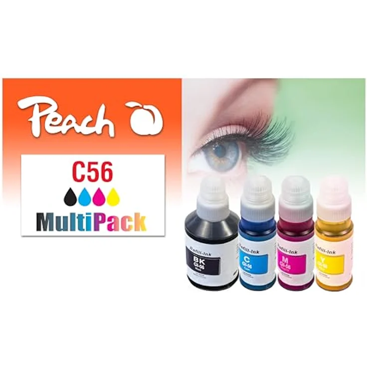 Peach Druckerpatrone CISS GI-56, Multi-Pack mit Tinte in Cyan, Magenta, Gelb und Schwarz, kompatibel zu Canon – Bild 1