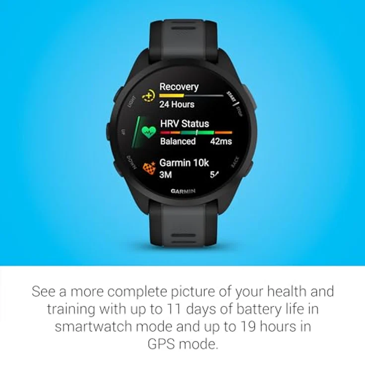 Garmin Forerunner® 165 Musik, Lauf-Smartwatch, buntes AMOLED-Display, Trainingsmetriken und Wiederherstellungseinblicke, Musik am Handgelenk, Schwarz – Bild 5