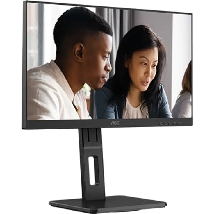 AOC 22E2UMF 22 Zoll Full HD Monitor, höhenverstellbar, 75 Hz, 4 ms, mit Lautsprechern und USB Hub, schwarz – Bild 1