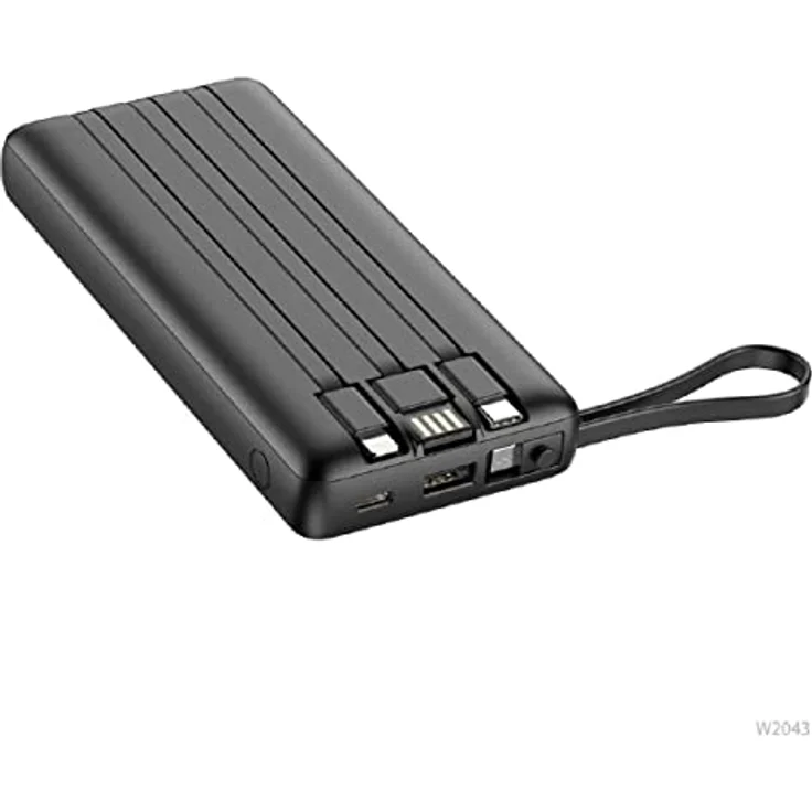 VEGER C20 20.000mAh Powerbank (Micro + Typ C + iPhone) Schwarz, Schnelles Aufladen, Integrierte Kabel, 4 Anschlüsse – Bild 4