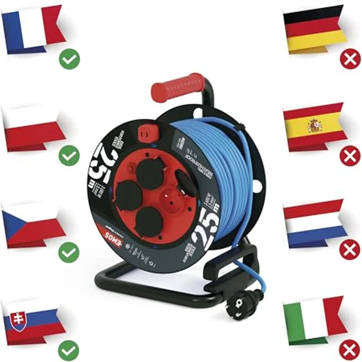 Emos Verlängerungskabel P08525W Black, Blue 4 AC outlet(s) (25 m) IP44 geeignet – Bild 3
