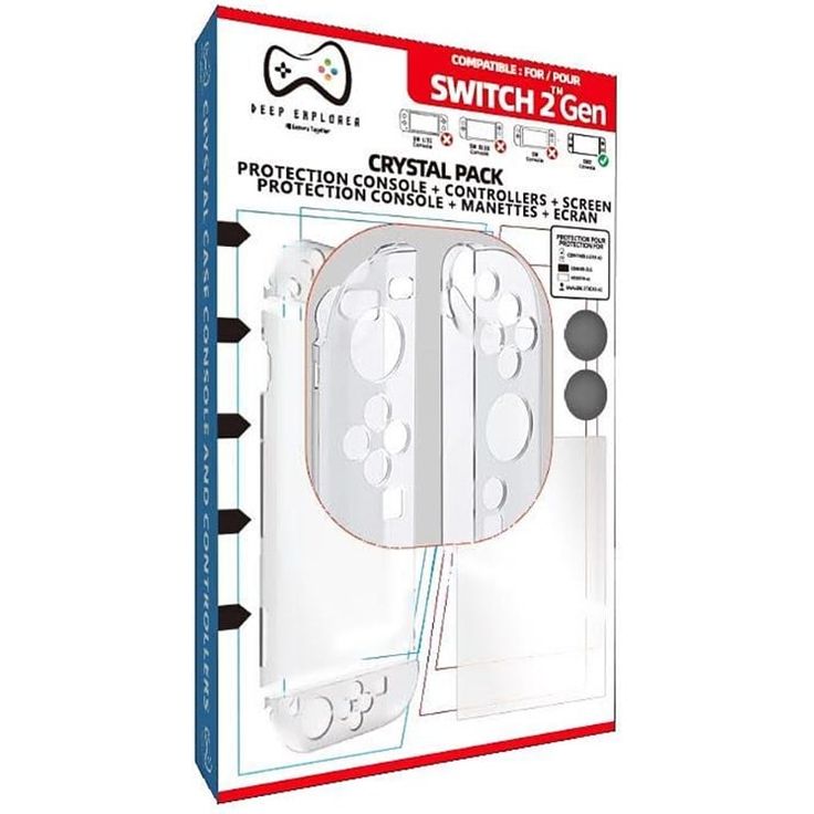 Deep Explorer Deep Explorer Crystal Pack - 6-in-1-Schutzset für Nintendo Switch 2, inkl. tragbarer Schutzhüllen und Displayschutzfolie
