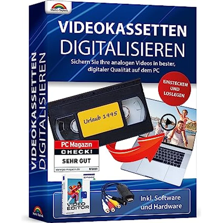 Videokassetten Digitalisieren 2023 - analog Audio und Video Konverter - VHS Kassetten mit Video Bearbeitung - von jeder analogen Quelle - VHS, VCR, DVD Video Rekorder für Windows 11 / 10 / 8 / 7 - Preisvergleich – Bild 1