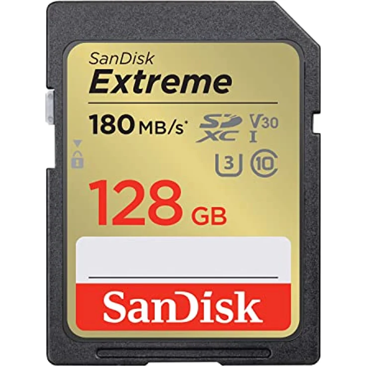 SanDisk Extreme SDXC UHS-I Speicherkarte 128 GB (V30, 180 MB/s Übertragung, U3, 4K UHD Videos, SanDisk QuickFlow-Technologie, wasserdicht, stoßfest, temperaturbeständig) – Bild 1